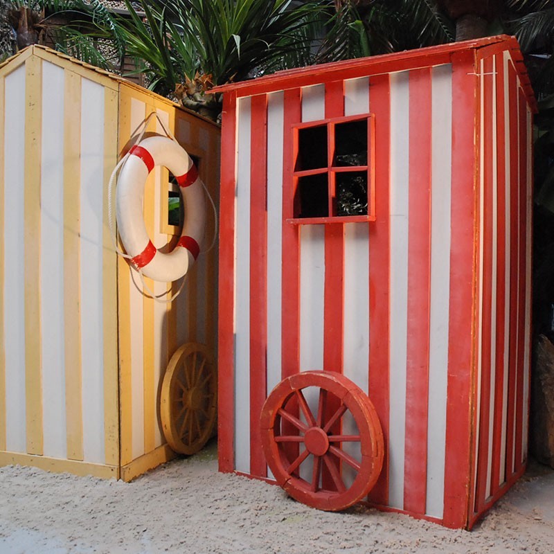 Tableau Photo Décoratif "Cabines De Plage" - 70x100 Cm - Cadre En MDF - Style Moderne - Neuf
